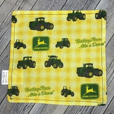EDC HANK W/MICROFIBER BACK 8 - JOHN DEERE TRACTOR FARM YELLOW GREEN HANDKERCHIEF