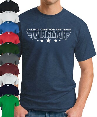 WINGMAN T-SHIRT Funny Slogan Novelty Mens Geeky Gift Lads