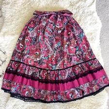 Vintage 70s Carefree Fashions Patchwork Skirt Floral Boho Hippie Prairie /w Belt