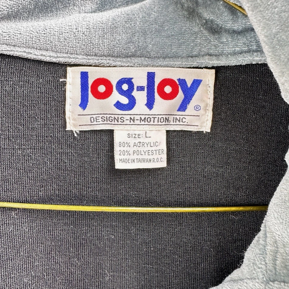 复古 Jog Joy 丝绒条纹拼色锻炼慢跑夹克男式 L 码 — 第 4/4 张图片