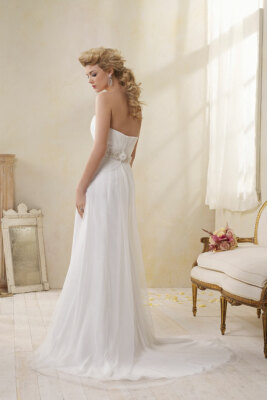 wrap wedding dress Simple Elegant Chiffon Beach Wedding Dresses with Wrap Sleeve AWD1453