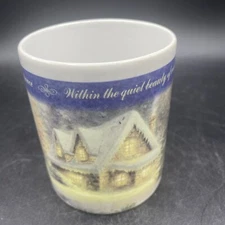 Thomas Kinkade DEER CREEK COTTAGE ceramic coffee Mug w/quote 