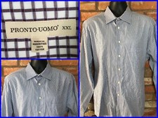 Pronto Uomo Modern Fit Blue Woven Btn Front Dress Shirt Mens XXL For Work Cotton