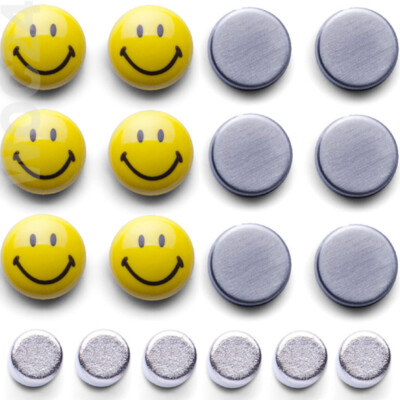 6er SET Magnet Halter Magnete Edelstahl Kunststoff Smiley Smile für Memoboard