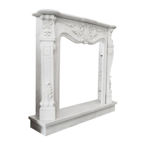 Fireplace Frame Classic IN Marble Carrara With Decoration Louis XVI L150cm - 第 1/6 張圖片