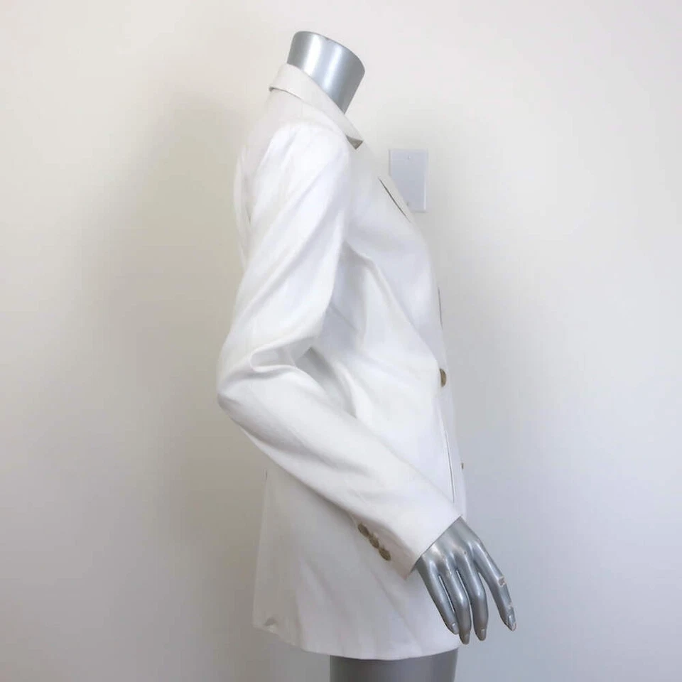 Blazer Jenni Kayne Keaton Blanco Elástico Lino Talla 2 Chaqueta Doble Pecho Foto 4 de 4