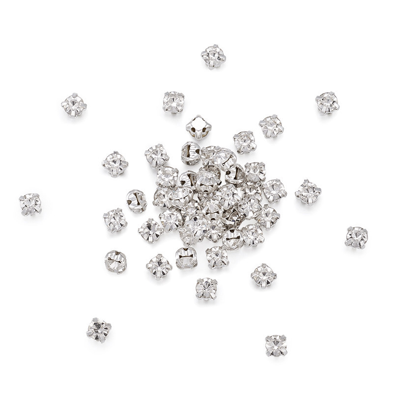 Silver Metal Color Square Brass Grade A Rhinestone Crystal Beads Montee ...