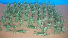 WWII U.S. Army 54mm figures X 66 in green from MPC vintage molds