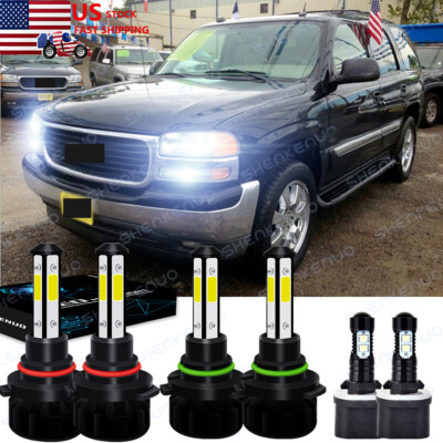 For GMC Yukon SLT 2000-2005 2006 Combo 6x 6000K LED Headlights 880 Fog Bulbs