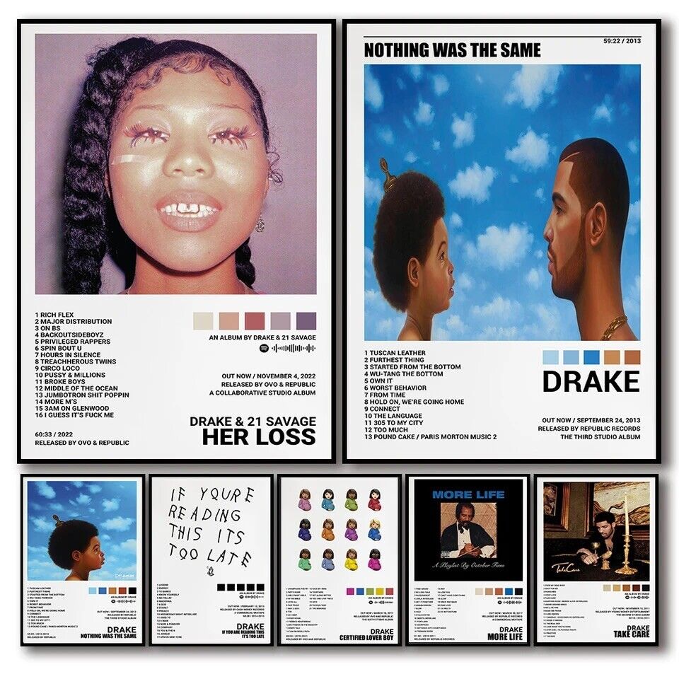 Drake Poster Her Loss Music All Album Cover Wall Art Canvas - CHOOSE ANY  ALBUM