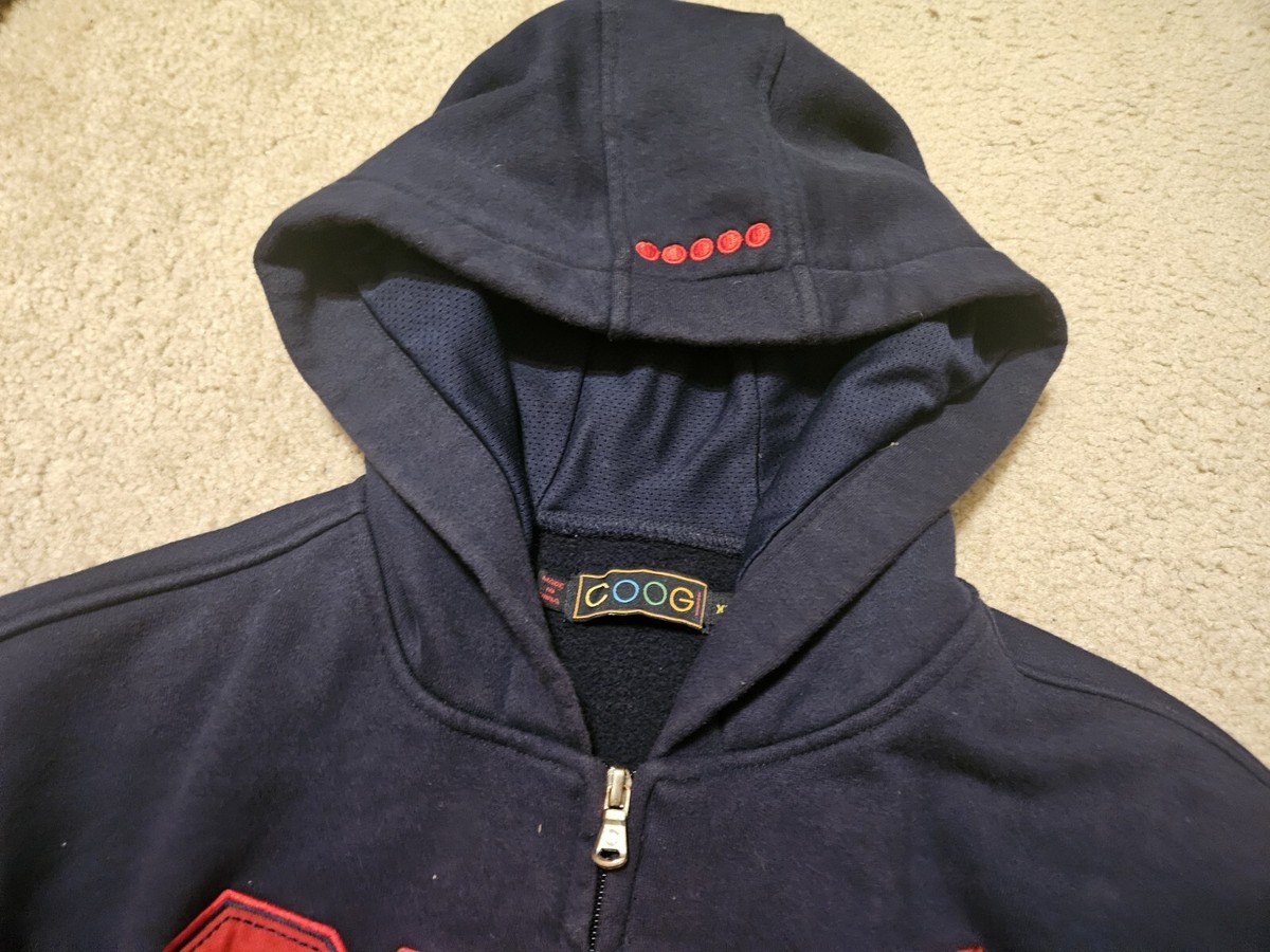 MENS COOGI FULL ZIP HOODIE SWEATSHIRT JACKET Y2K BLUE RED