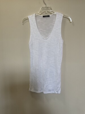 PIETRO BRUNELLI MILANO White Viscose V-Neck Tank Top Size M