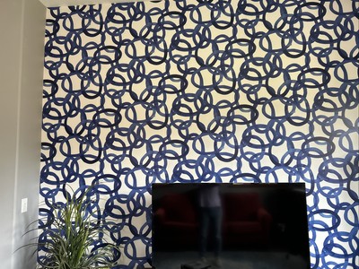 Spoonflower wallpaper- prepasted - 2 New Rolls of Navy Circles 2'x 12'