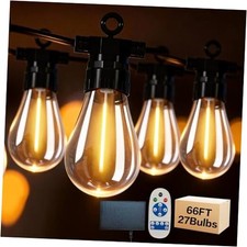 Solar Outdoor String Lights 27 Bulbs IP65 Waterproof Patio Lights with 66FT