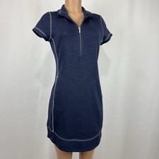 Tommy Bahama Tobago Bay 1/2 Zip Short Sleeve Dress Heavy Knit XS Ocean Deep Navy