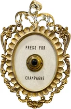Press for Champagne Button - Mini Door Ring Bell, Themed Decor Wall Plaque Ornam