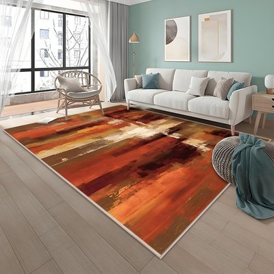 FTCJWL Maschinenwaschbarer Teppich 120x180cm Orange 120x180cm (rechteckig), Rot 