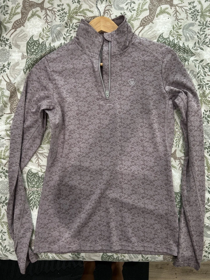 Camisa pulóver Ariat Tek para mujer XS 1/4 cremallera top púrpura claro incrustación floral  Foto 2 de 4