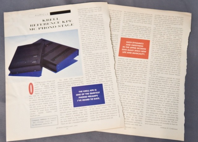 Krell KPE Reference MC only Phono Section w/ Separate Power Supply, Manual