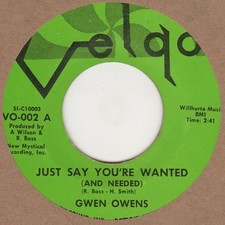 Gwen Owens Just Say You're Wanted  Velgo  Soul Northern Motown
