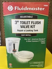 Fluidmaster 3" Complete FLUSH VALVE KIT Flapper Repair Durable Bathroom Toilt