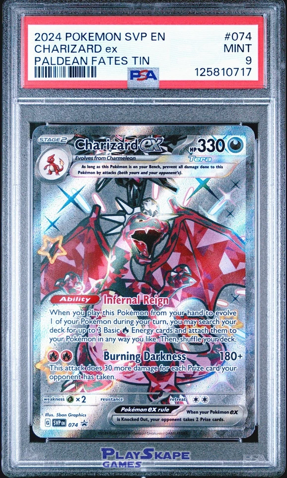 Pokemon Card PSA 9 Charizard ex SVP 074 Shiny Promo Paldean Fates Tin 2024 #2