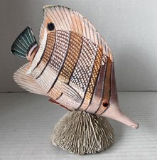 NatureCraft Hand Carved & Painted Wooden Fish Sculpture 8.5" Tall