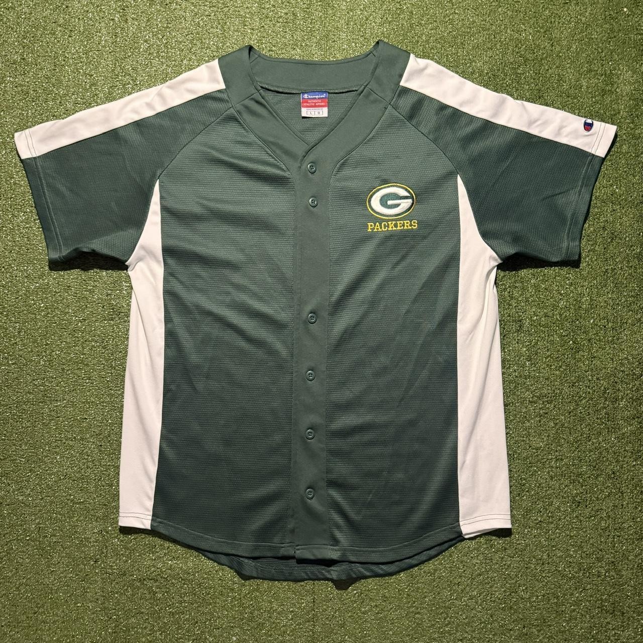 Vintage Champion Green Bay Packers Button Up Jersey Large