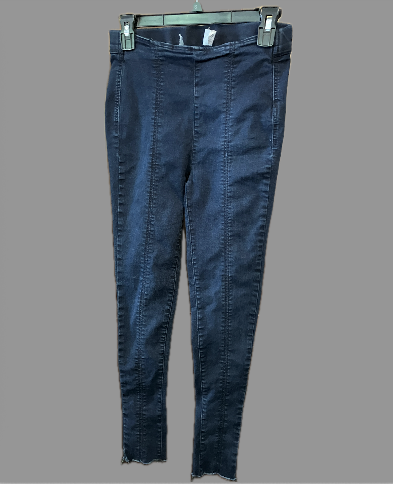 FREE PEOPLE JEANS High Rise Skinny JEGGINGS PULL-ON No Pockets CENTER SEAM sz 27