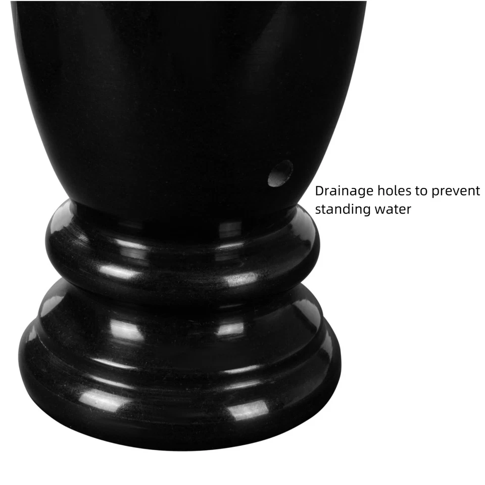Jarrón cementerio de granito negro para marcadores de tumbas, soporte para flores conmemorativas de lápida Foto 3 de 4