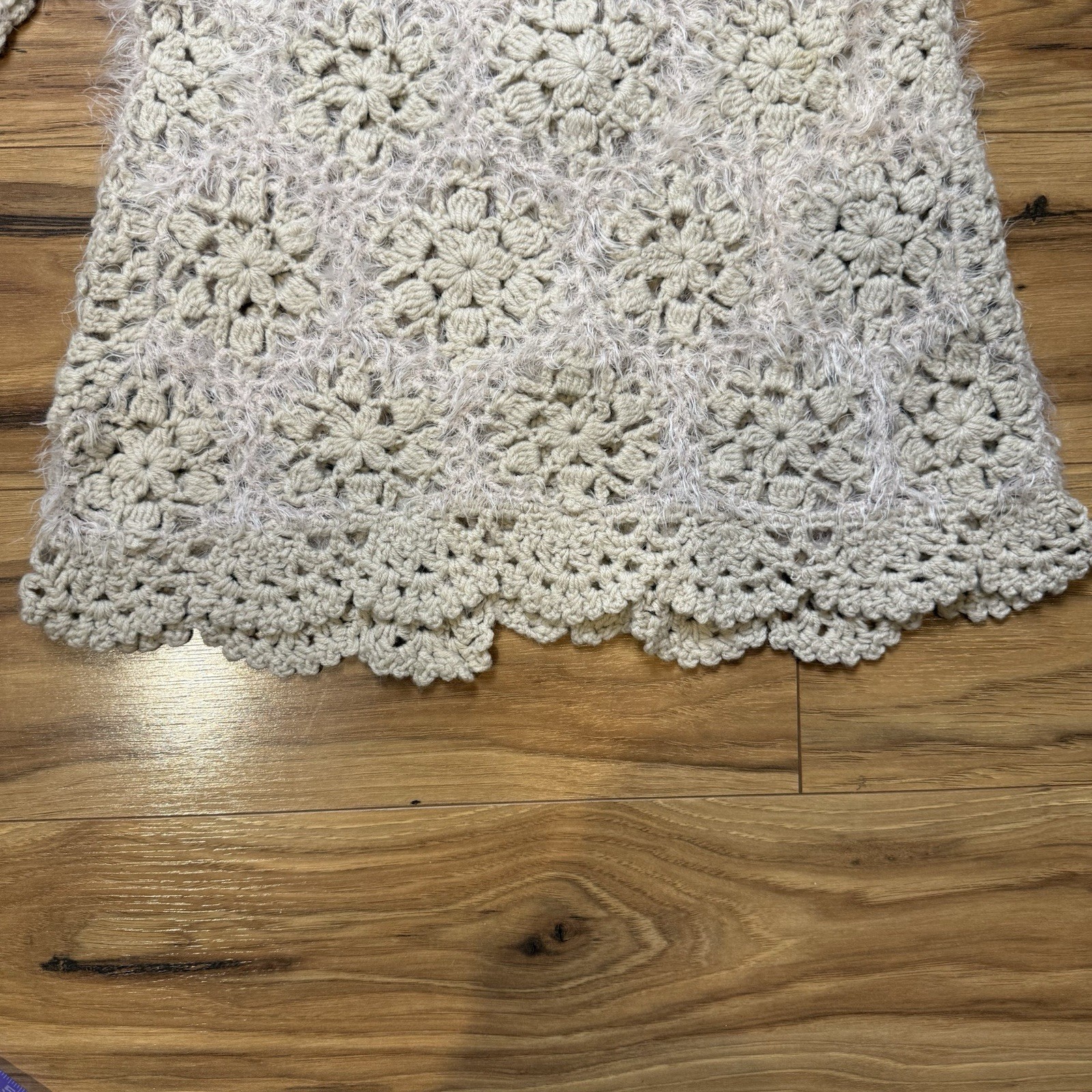 VTG y2k Sz S/M Crochet Cardigan Jacket Floral Cot… - image 13