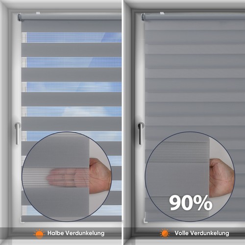 Doppelrollo Duo Rollo Klemmfix ohne Bohren blickdicht Fensterrollo Zebrarollo - Zdjęcie 56 z 77