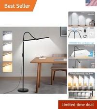 LED Floor Lamp, 18W/2000LM Bright Reading Floor Lamp for Office with Double H...
