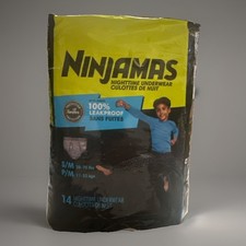 Ninjamas Boys Bedwetting Nighttime Underwear Boys Size S/M 38-70 lbs 14 ct