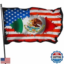Mexico USA Friendship 3X5 Ft Flags with Brass Grommets for Dorm Home Decor, D