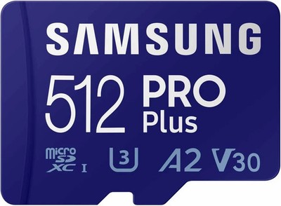 Samsung PRO Plus 512GB MicroSDXC Class 10 UHS-I U3 A2 V30 Memory Card W/ Adaptor