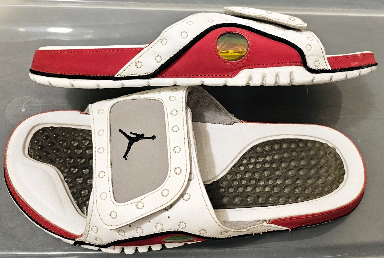 NIKE AIR JORDAN HYDRO XIII 13 RETRO Uomo RARISSIMA Slides Bianco Rosso Slides Tg 10