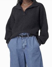 Xirena Ally Sweater Women M Black Baby Alpaca Wool Textured 363 Retail