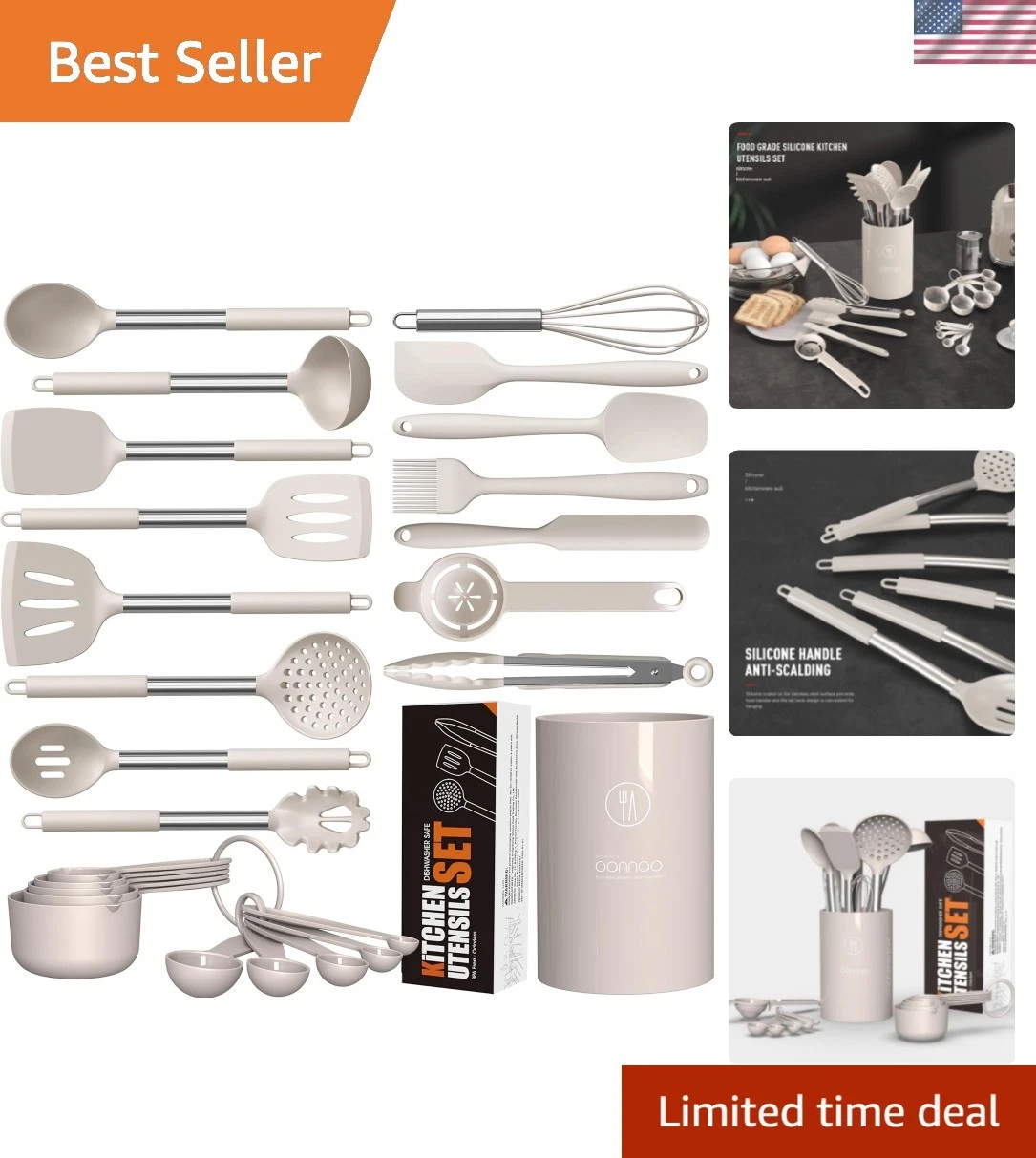 Large Silicone Cooking Utensils Set - Heat Resistant Kitchen Utensils,Turner ...