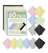 60 Pack Microfiber Cleaning Cloths for Glasses Lenses Screens 6x7 Lint-Free  