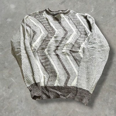 Vintage 1990's Knit Sweater Medium M Beige Cream Cottage Core Grunge Retro VTG