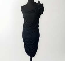 Express Contour Ruched Black Dress One Shoulder Womens L Whimsigoth Fairy Grunge