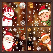 102PCS Christmas Window Stickers for Glass Windows,Double Sided Snowflakes Xm...