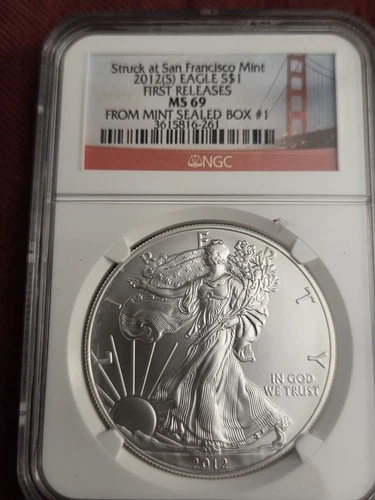 2012 Silver American Eagle Coin MS-69NGC - First Release San Francisco Mint