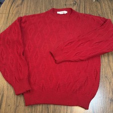 Vintage 90s Protégé Knit Sweater Mens XL Tall Red Diamond Geometric USA Made