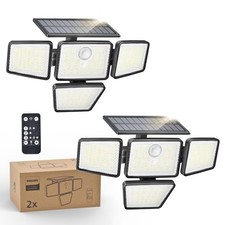 Philips Solar Security Light Outdoor, 196 LED Wall-Mounted Flood Black 