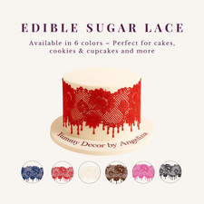 Edible Lace Ribbon Strip Rose 15''x4'' Flexible Ready to Use Cake Decoration