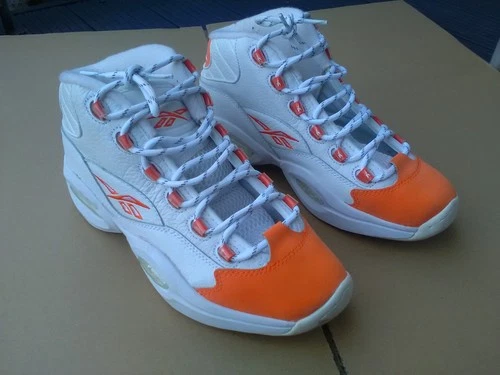 Reebok Question Mid, Allen Iverson / UK-Größe 7,5 / weiß & orange / guter Zustand