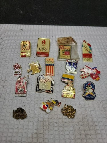 Lot of Vintage Enamel USA Olympics Coca Cola Texaco Lapel & Hat Pins Various Yrs