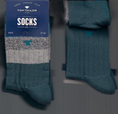 2 Paar Socken, Baumwollmix, Polstersohle, gestreift / uni, 27-30  *TOM TAILOR*